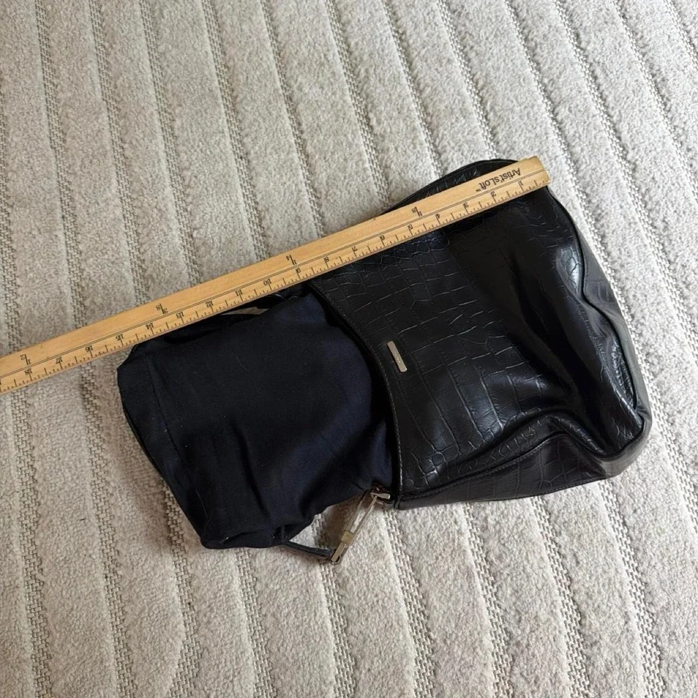 Nine West Black crocodile-embossed shoulder bag punk Streetwear grunge